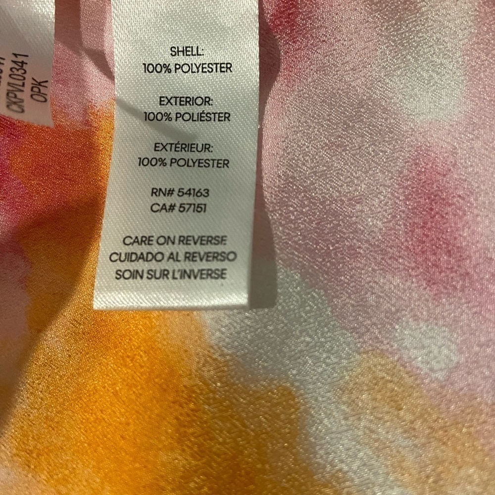 Calvin Klein Tie Dyed Button Down Blouse Size Medium Pink and Orange - Picture 4 of 12